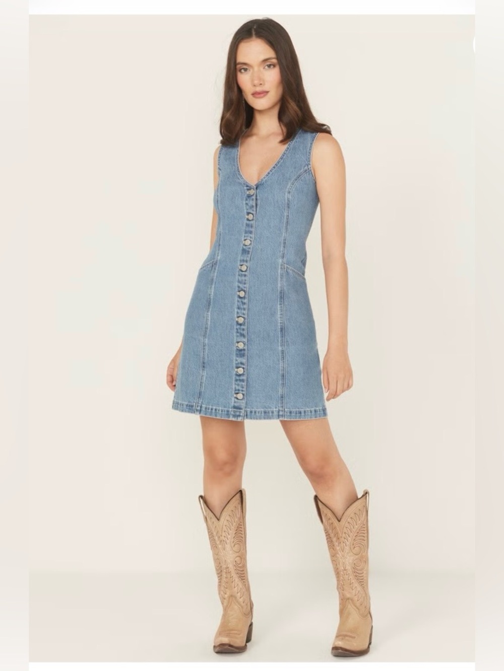 Levi’s Sleeveless Button Front Denim Dress NWT Size L Light Wash